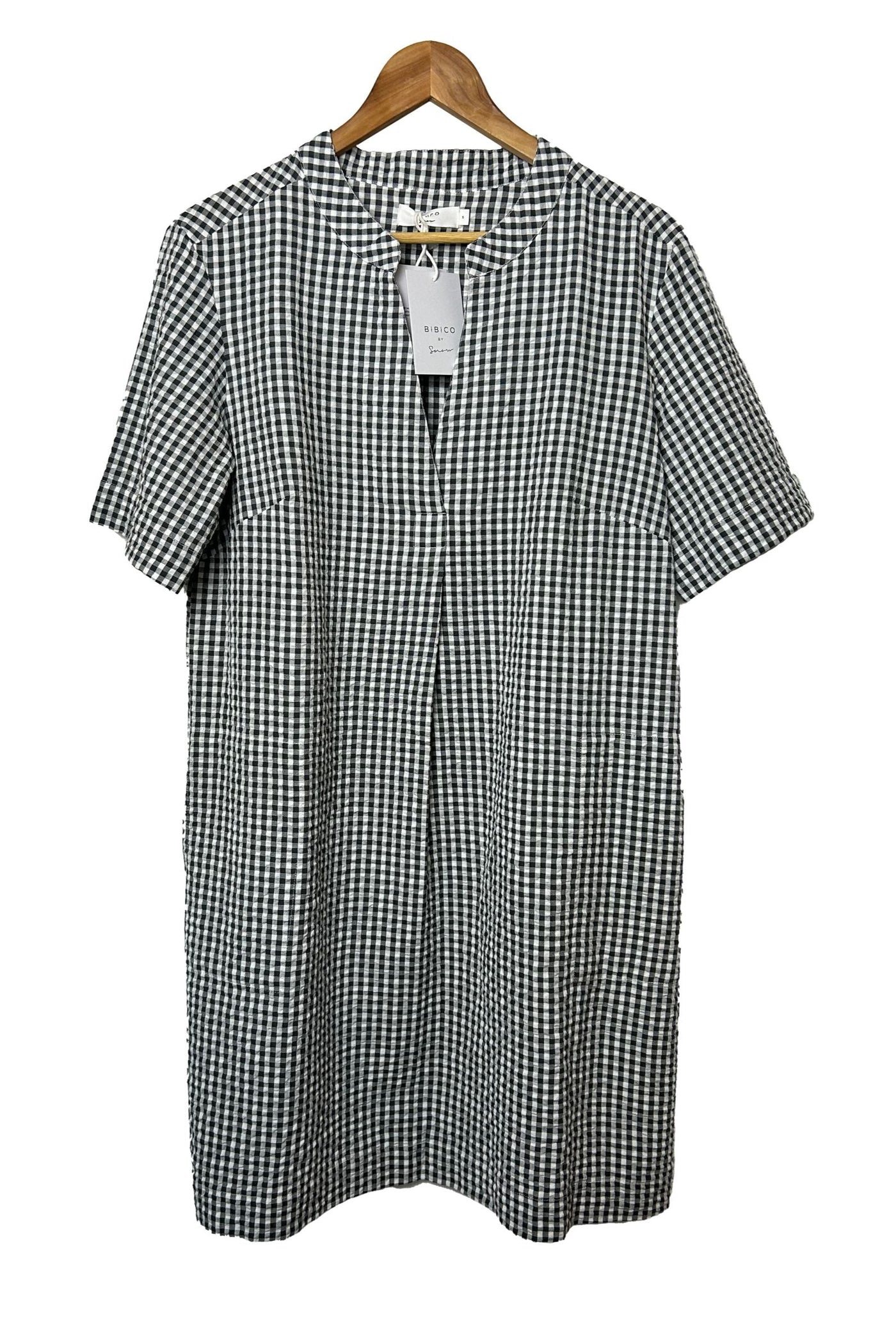 Wren Dress Gingham - Dove Grey Check