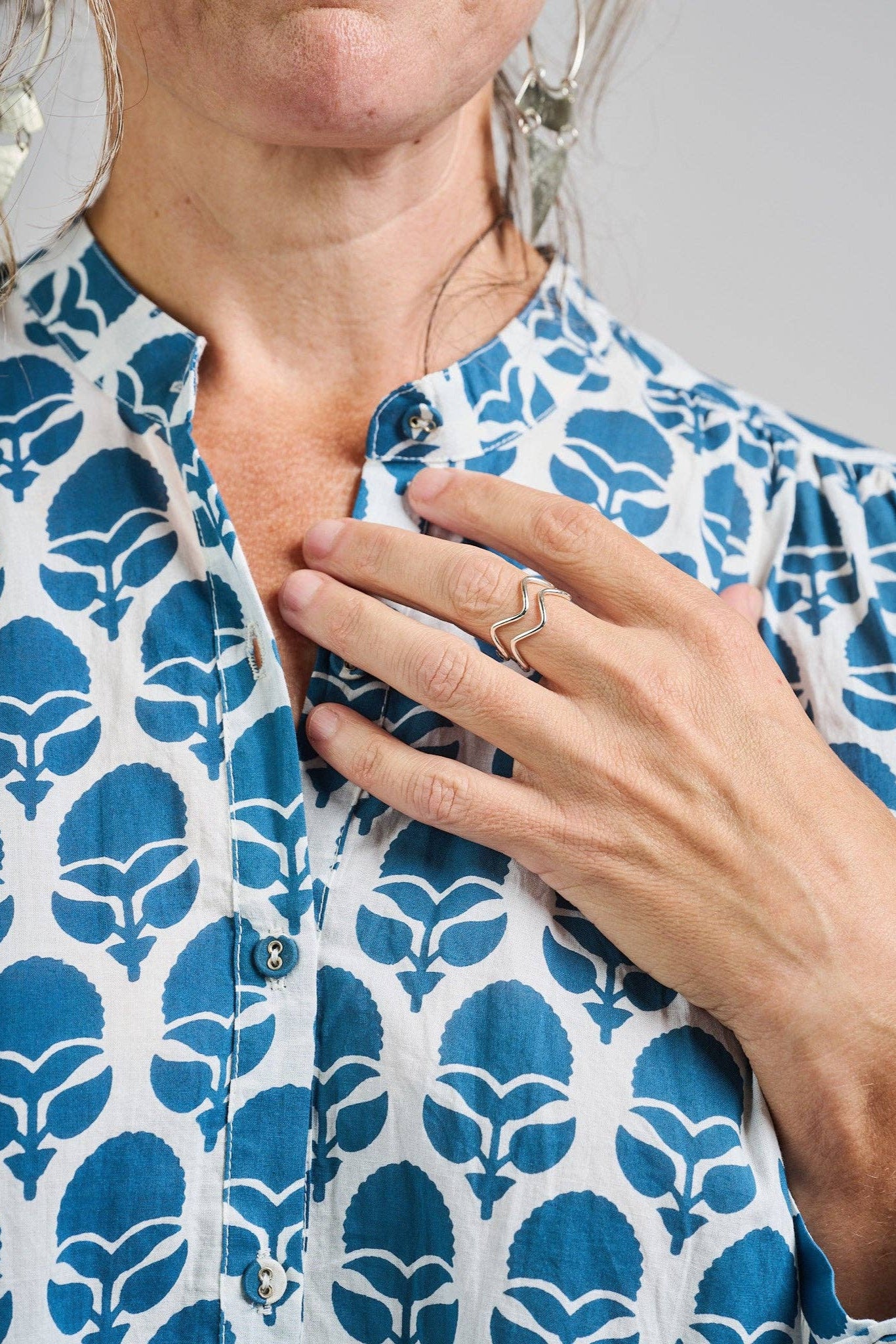 Stella Top - Indigo & White Marigold