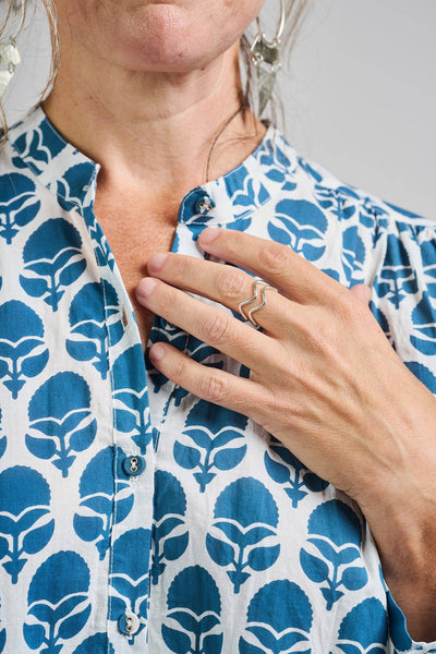 Stella Top - Indigo & White Marigold