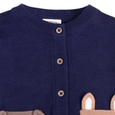 Dog Pocket Embroidered Sweater Knit Baby Cardigan