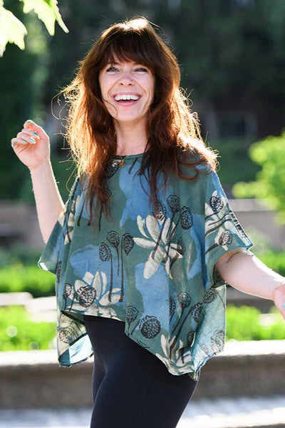 Blockprint Lotus Garden Crop Top