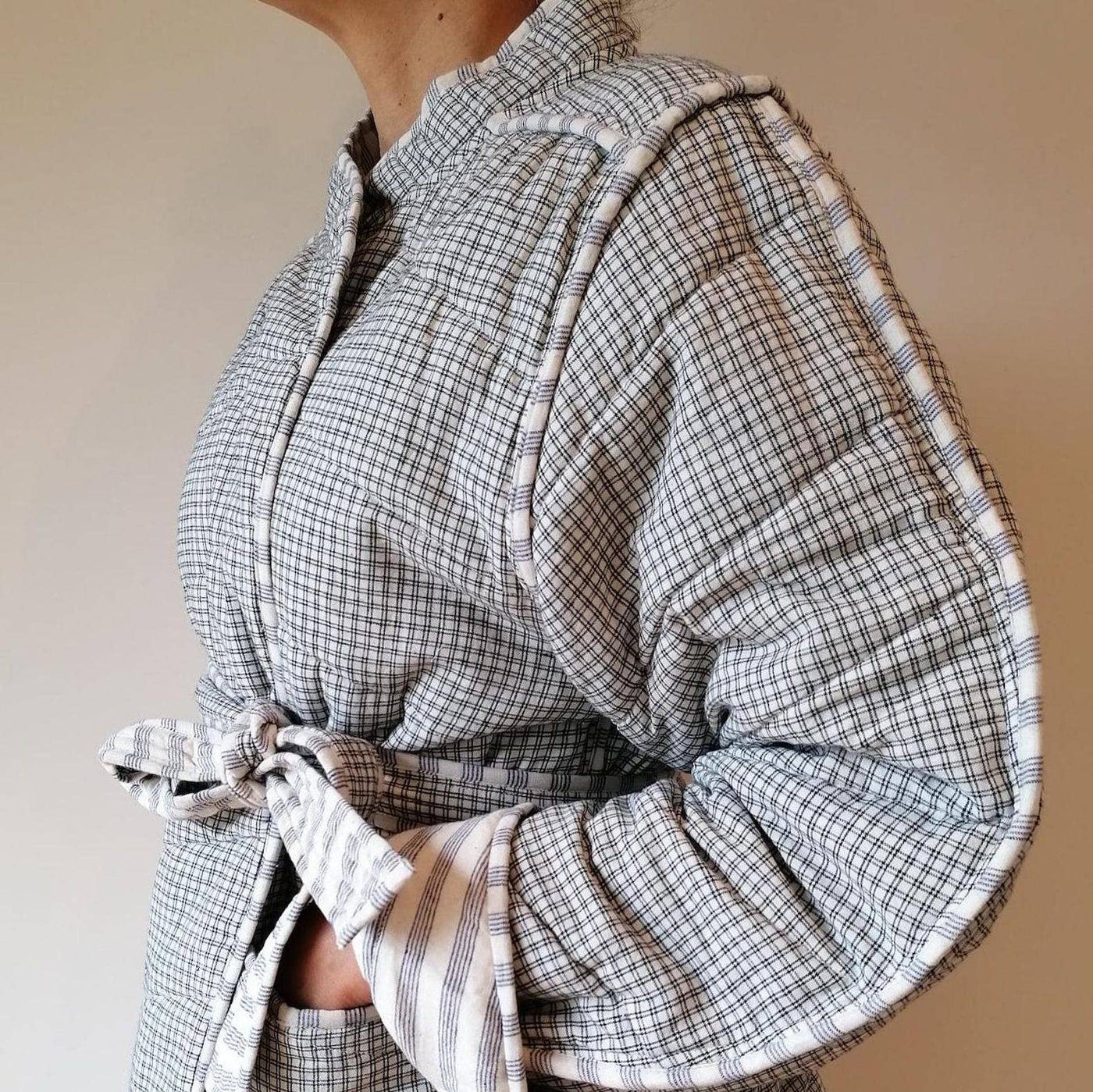 Quilted Reversible Jacket - Japanese Checks Belted
