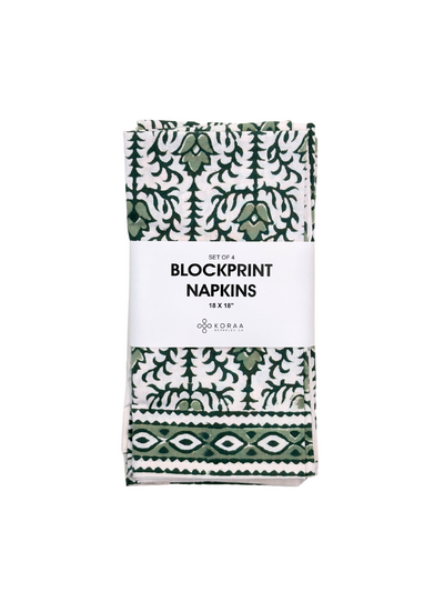 Sage Vines Blockprint Napkin Set