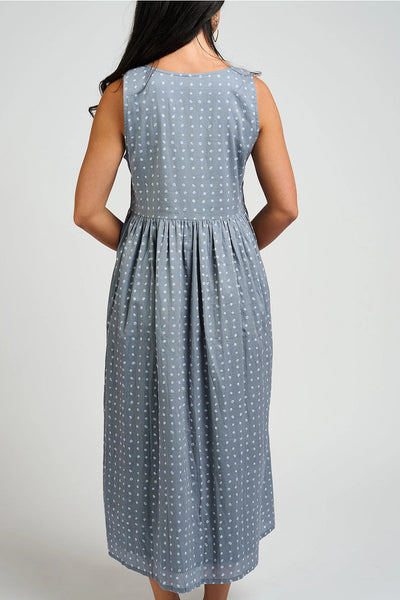 Olivia Dress - Slate Blue Dots