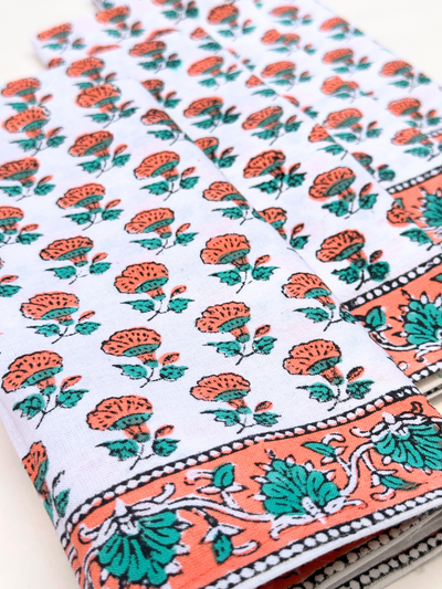 Peach Blossom Blockprint Napkin Set