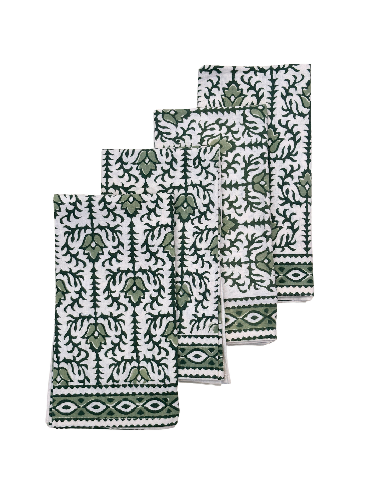 Sage Vines Blockprint Napkin Set