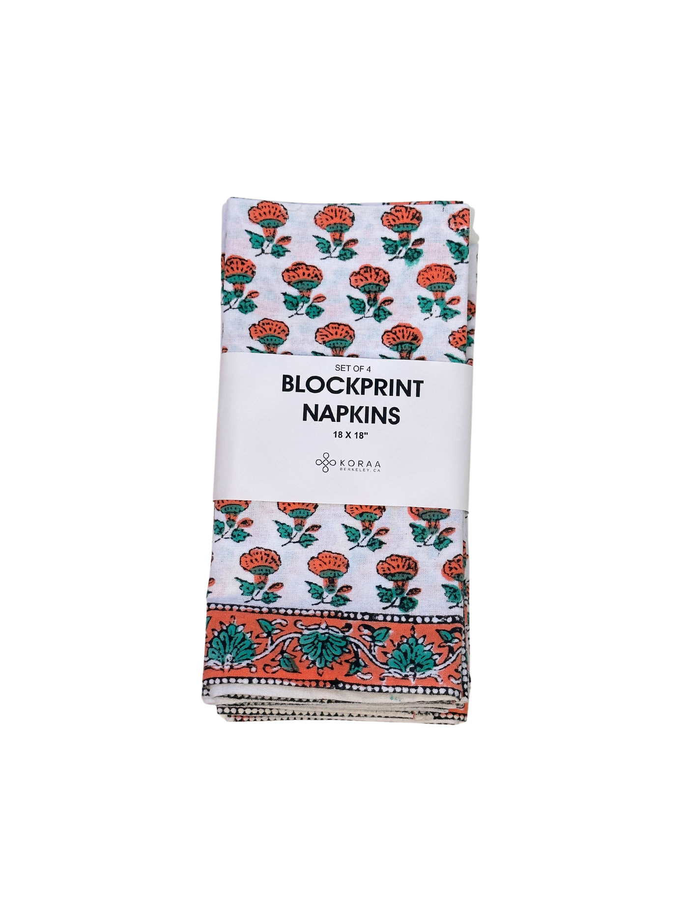 Peach Blossom Blockprint Napkin Set