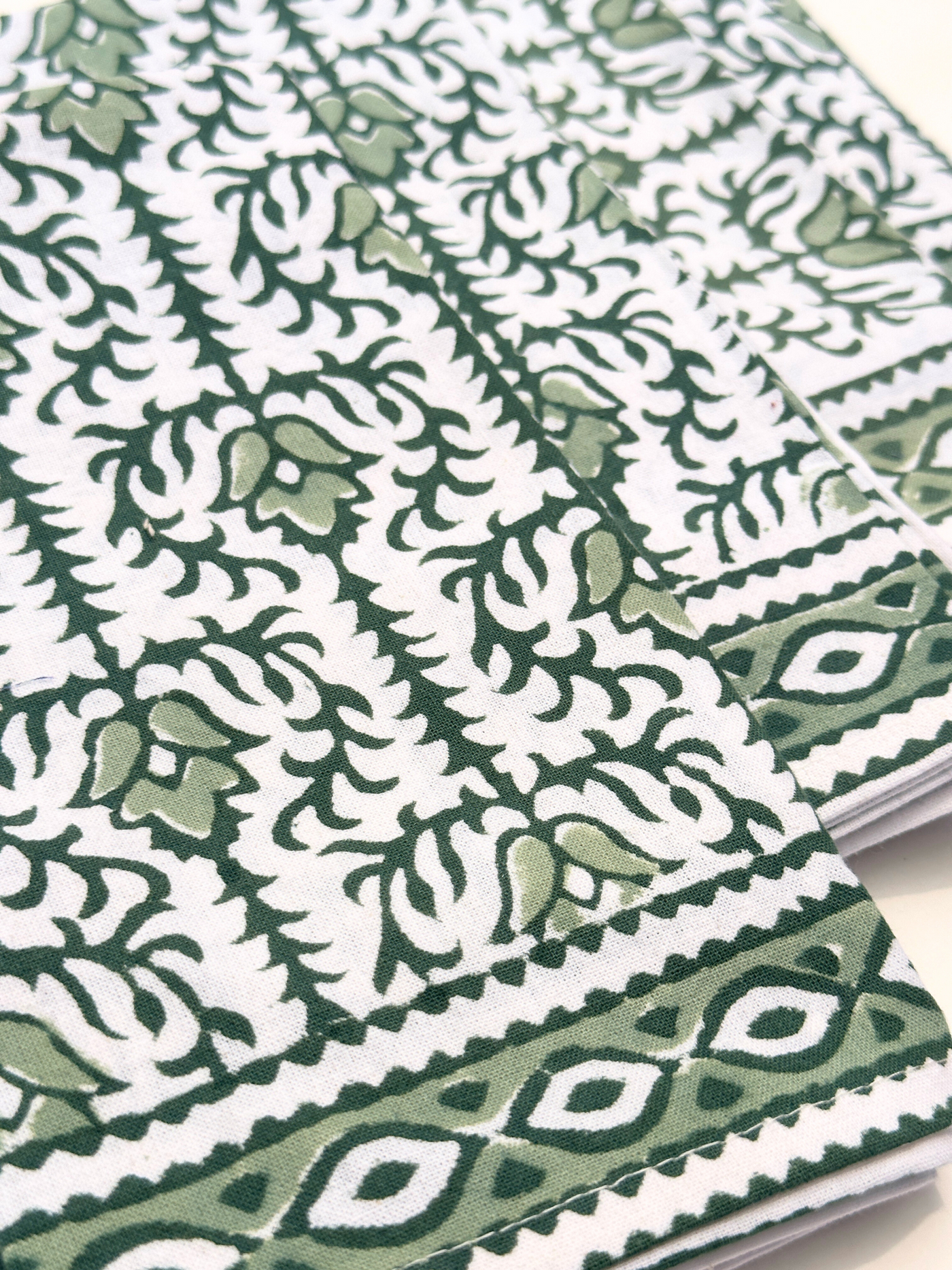 Sage Vines Blockprint Napkin Set