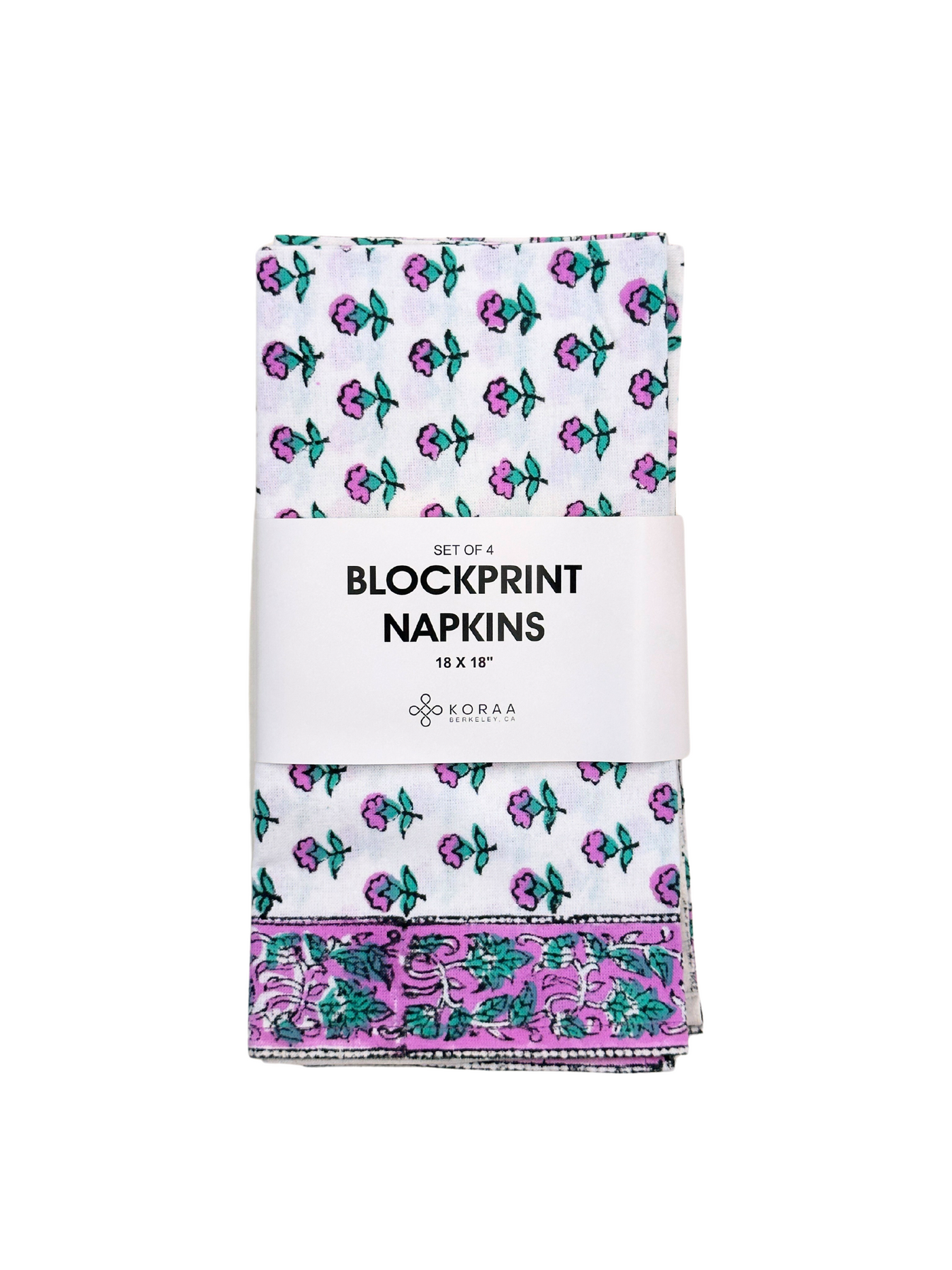 Fuchsia Buds Blockprint Napkin Set