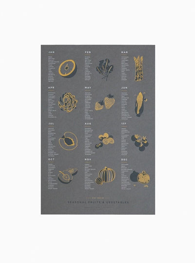 Fruit & Veg Foil Pressed Print