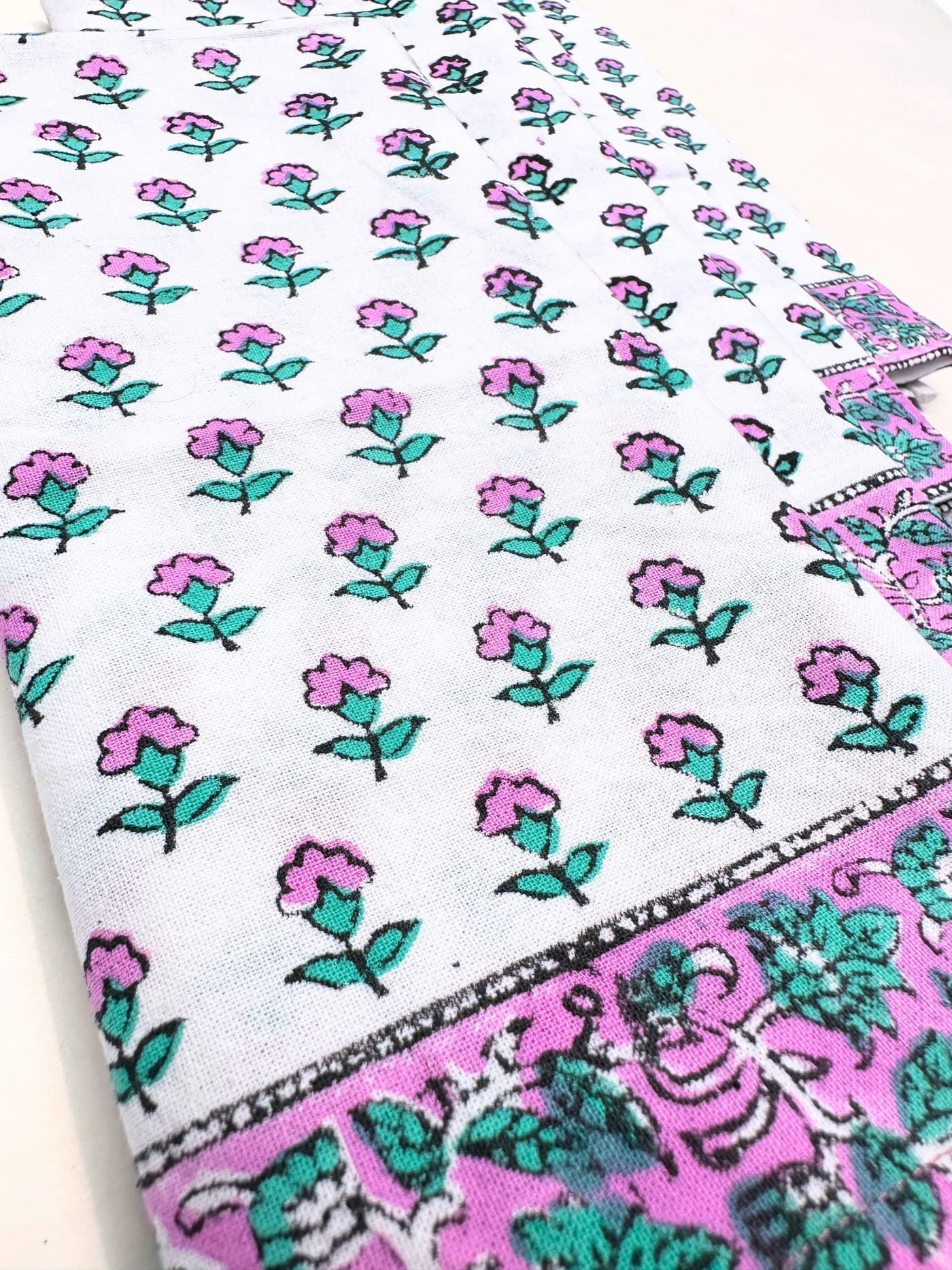 Fuchsia Buds Blockprint Napkin Set