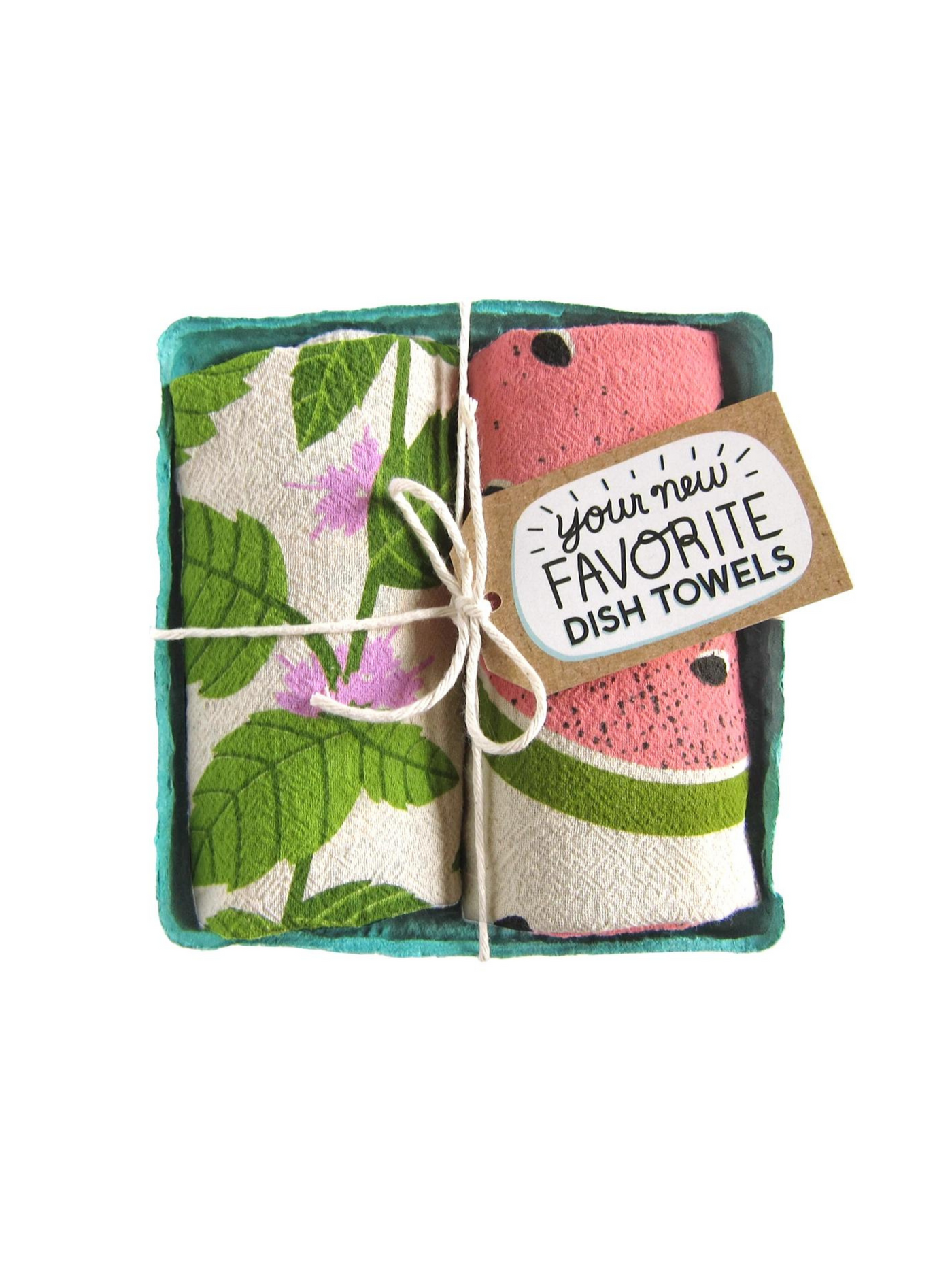 Mint & Melon (Mint, Watermelon) - Tea Towel Set of 2
