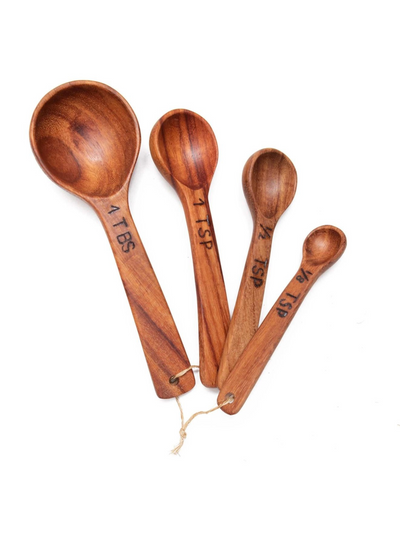 Hand Carved Wood Measuring Spoon Set