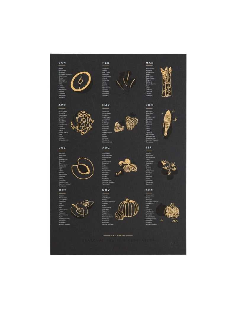 Fruit & Veg Foil Pressed Print