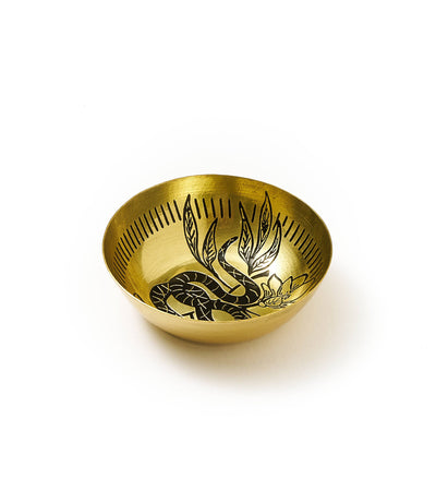 Saanp Snake Round Dish - Etched Brass