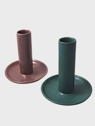 Stoneware Candle Holder - Assorted Colors