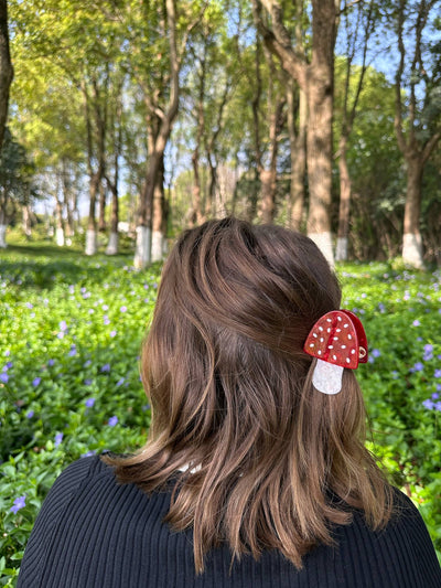 Hand-painted Toadstool Mushroom Claw Hair Clip
