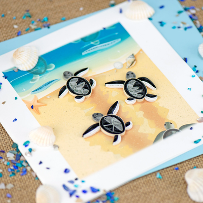Sea Turtle Hatchlings Quilling Card