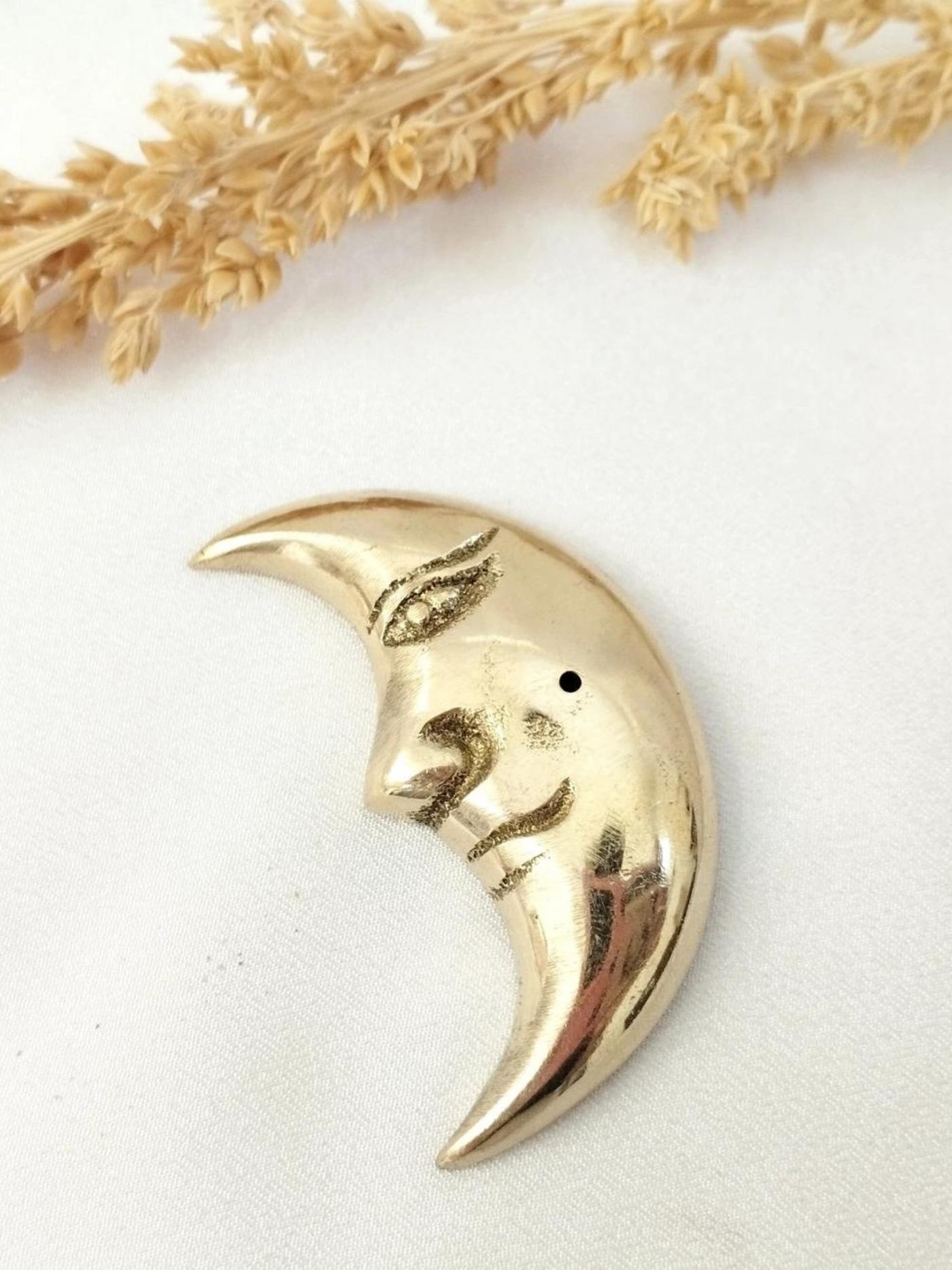 Brass Incense Holder - Moon Face