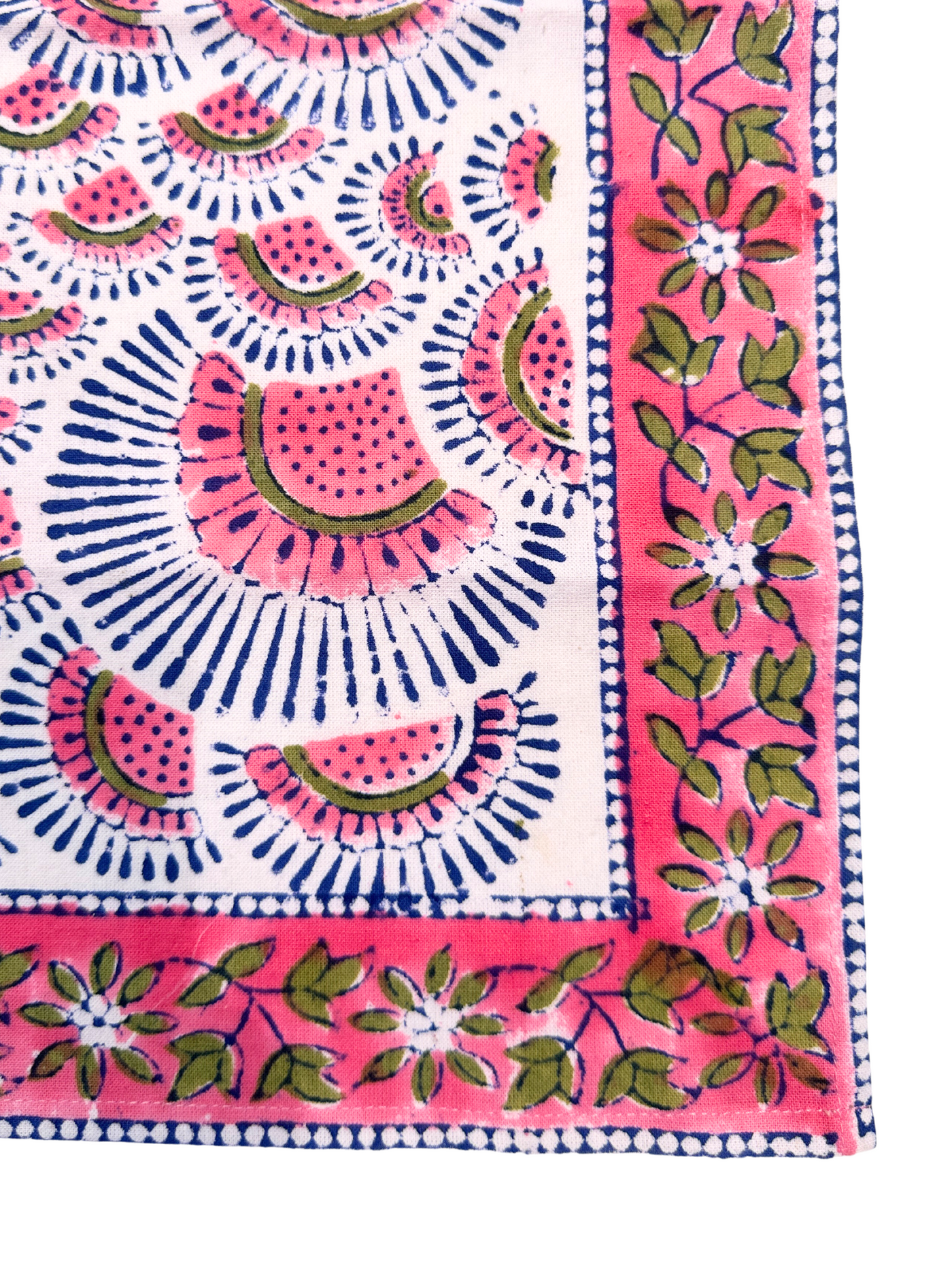 Pink Fans Blockprint Napkin Set