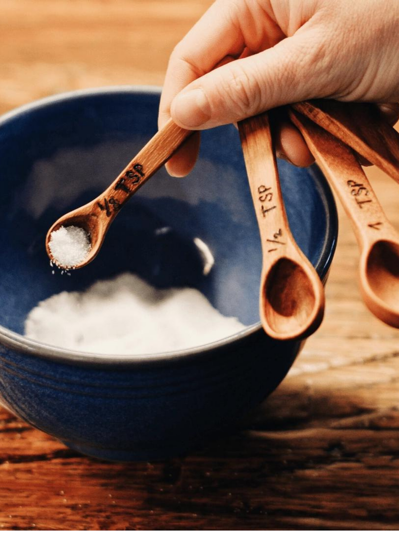 Hand Carved Wood Measuring Spoon Set