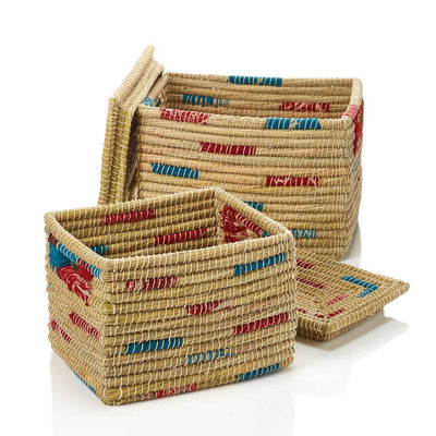 Rectangular Chindi Stripe Basket