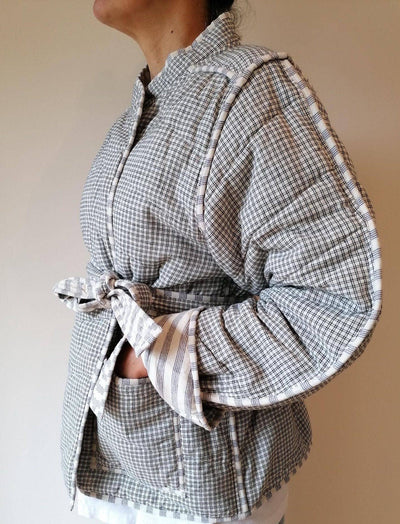 Quilted Reversible Jacket - Japanese Checks Belted