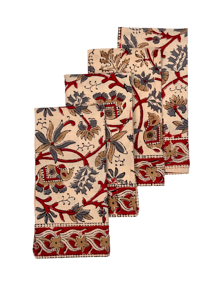 Koraa Roaming Elephants Blockprint Napkin