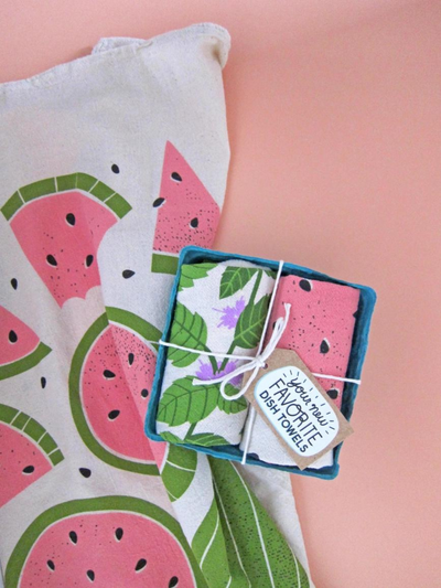 Mint & Melon (Mint, Watermelon) - Tea Towel Set of 2