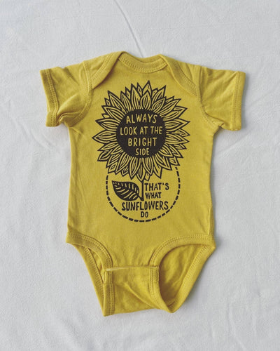 The Sunflower Baby Bodysuit, Hippie Baby outfit.