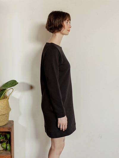 Sweatshirt Dress - Loop Knit Black