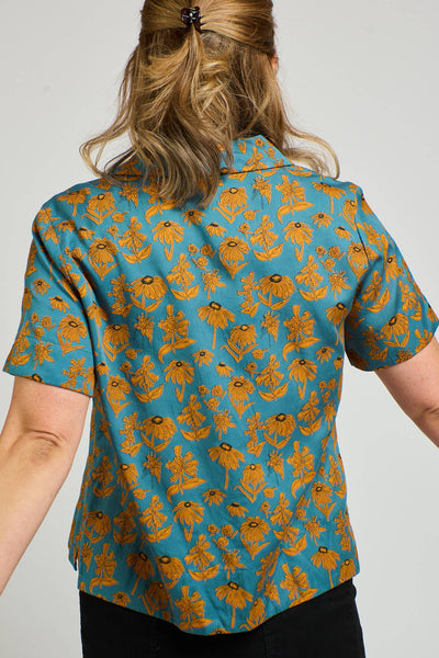 Camp Shirt - Teal Floral