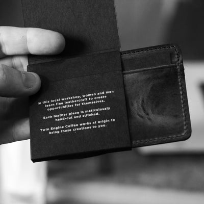 Leather Card Wallet - Electric Black