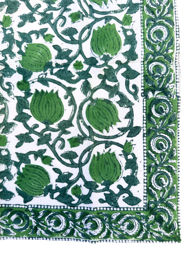 Green Buds Blockprint Napkin Set