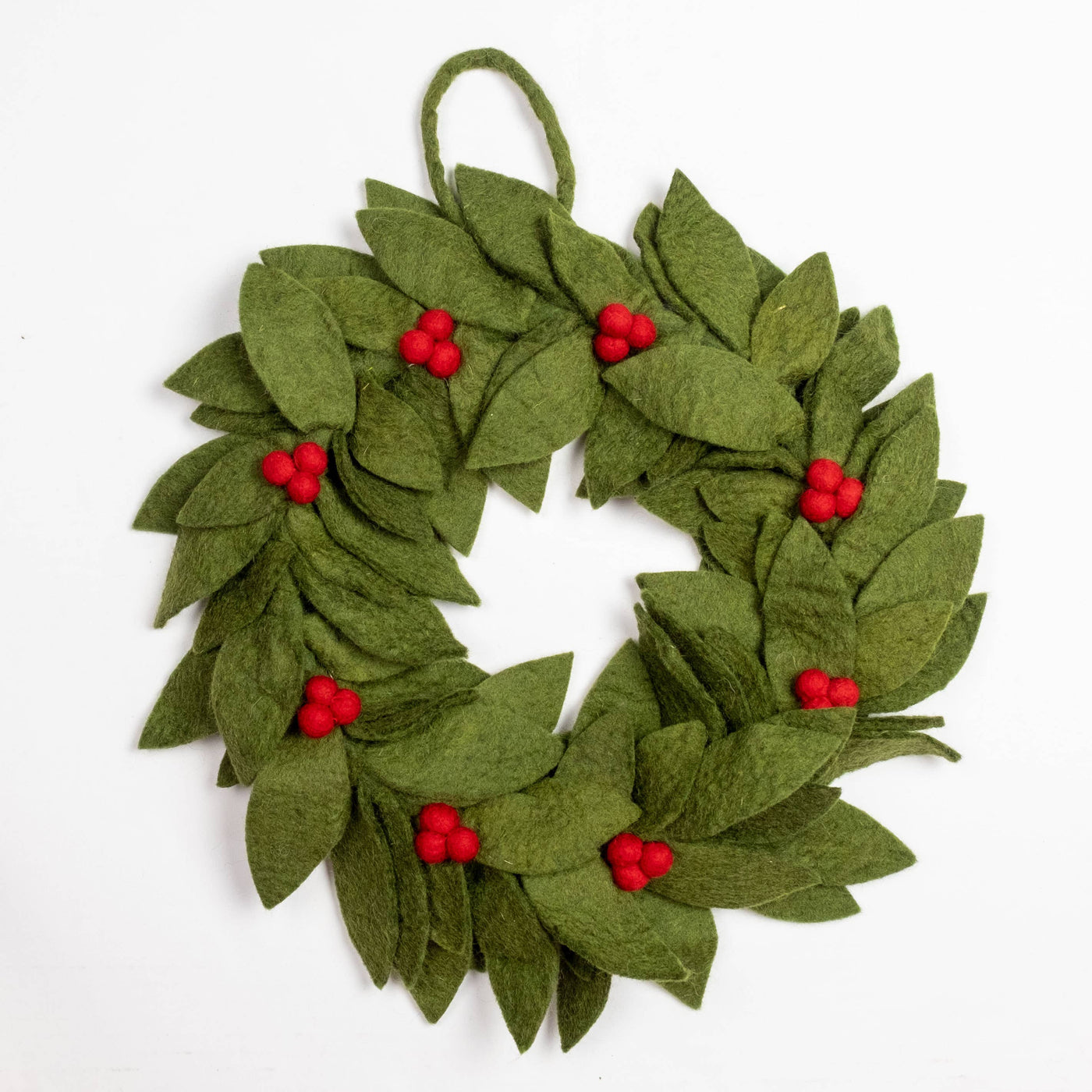 Wreath Green with Red Holly Berries