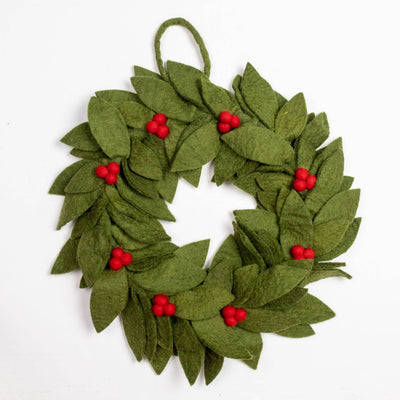 Wreath Green with Red Holly Berries
