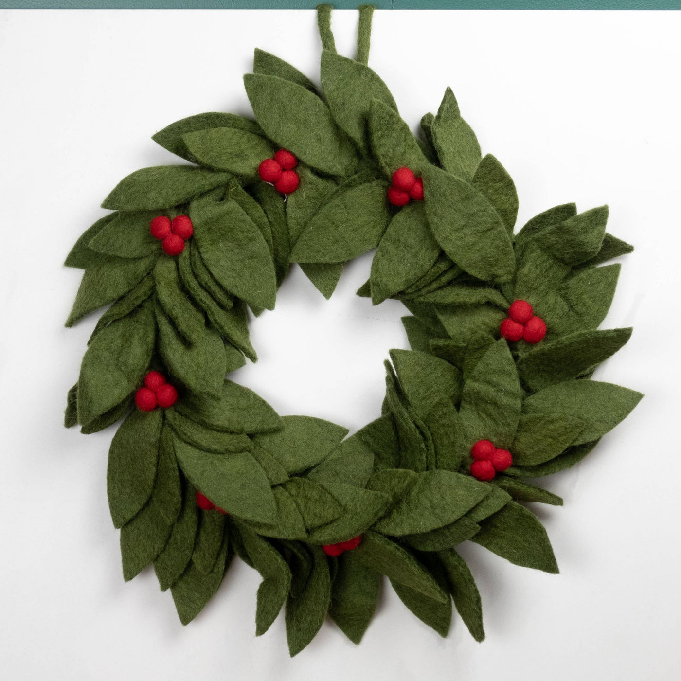 Wreath Green with Red Holly Berries