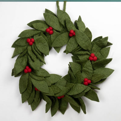 Wreath Green with Red Holly Berries