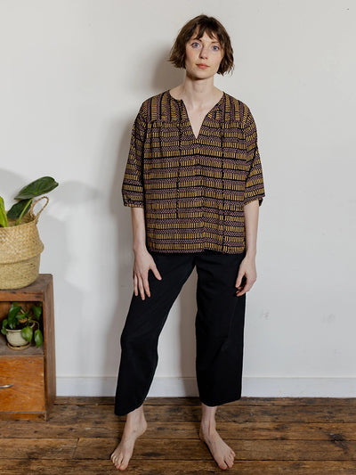 Devi Blouse - Yellow Dots + Dashes