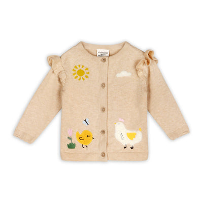 Chicken Little Embroidered Sweater Baby Cardigan (Organic)