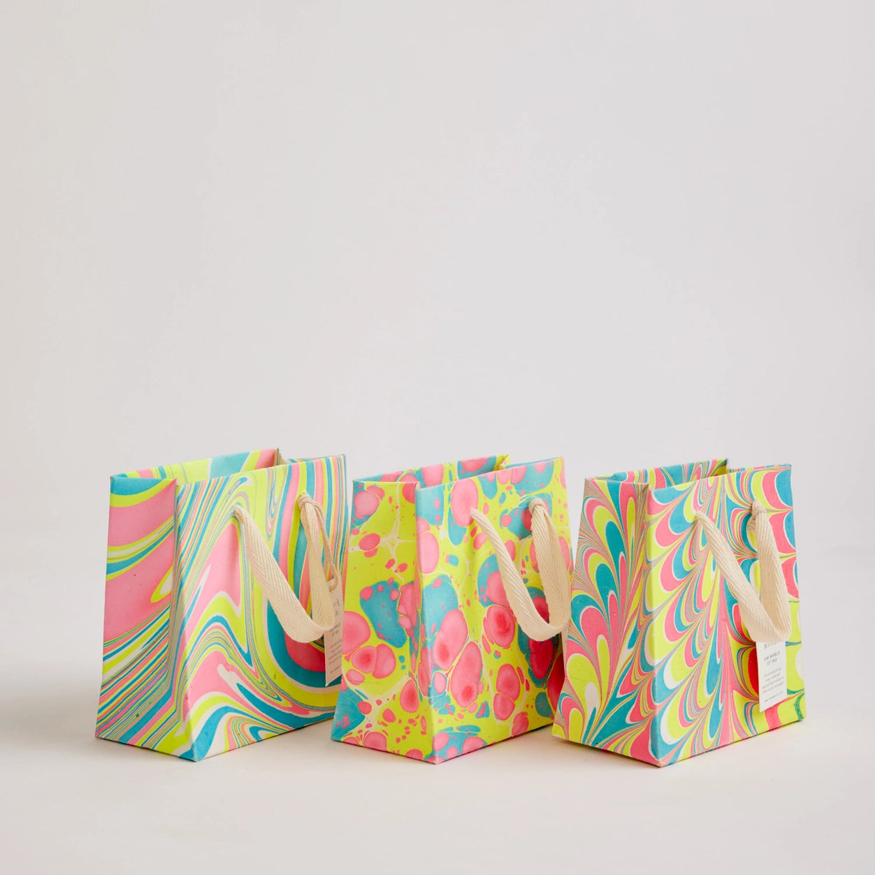 Hand Marbled Gift Bags - Assorted Neon