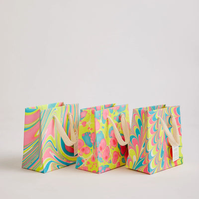 Hand Marbled Gift Bags - Assorted Neon