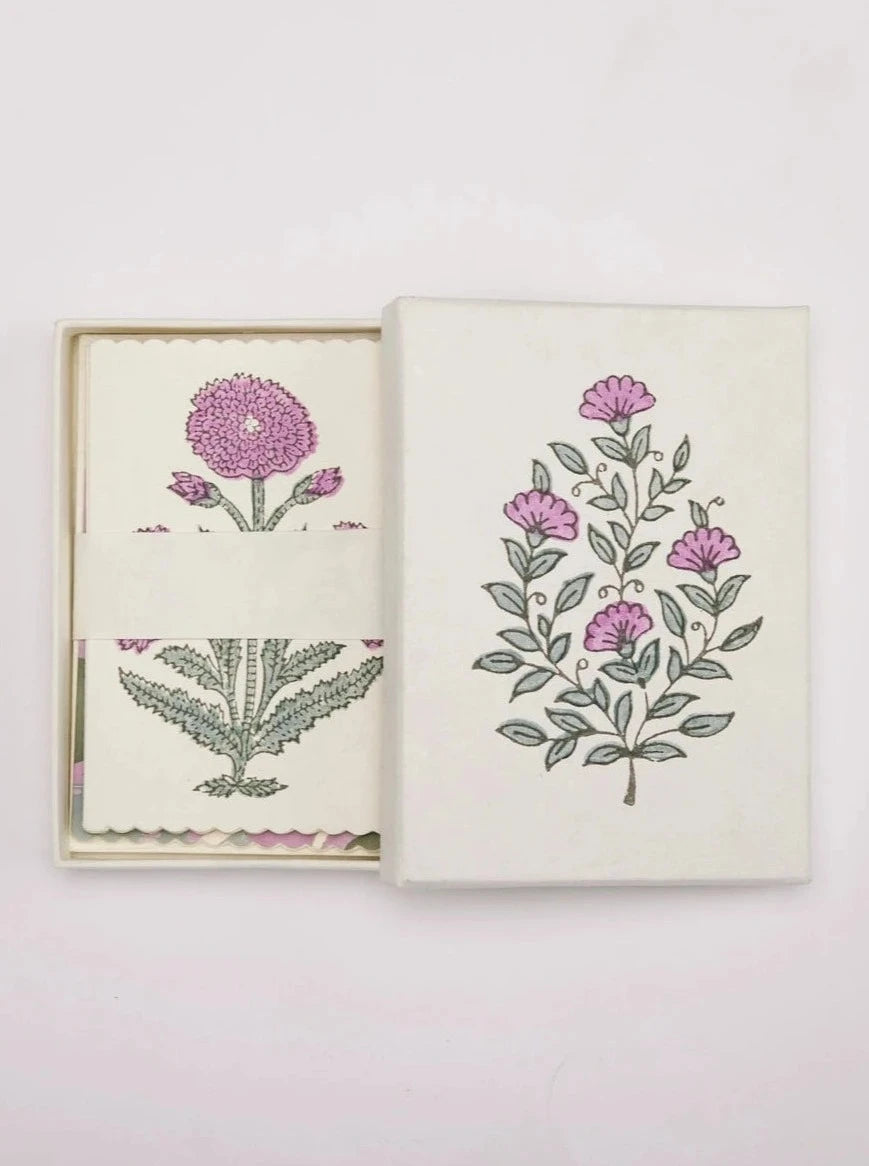 Boxed Artisan Notecard Set - Malika Lilac