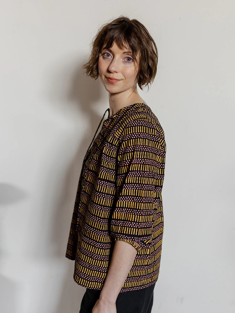 Devi Blouse - Yellow Dots + Dashes