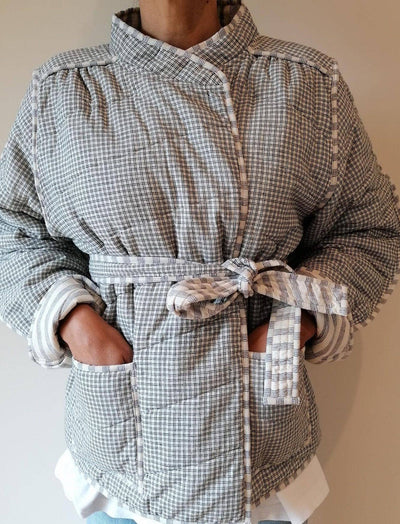 Quilted Reversible Jacket - Japanese Checks Belted