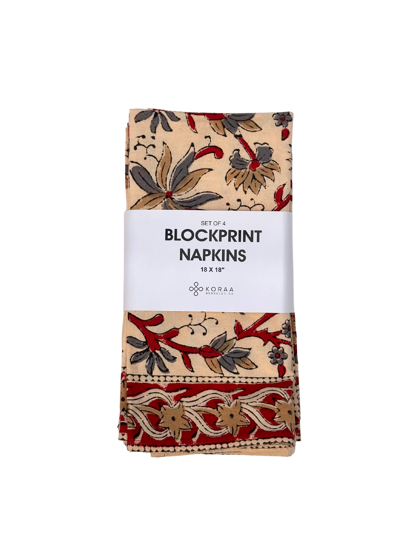 Roaming Elephants Blockprint Napkin Set