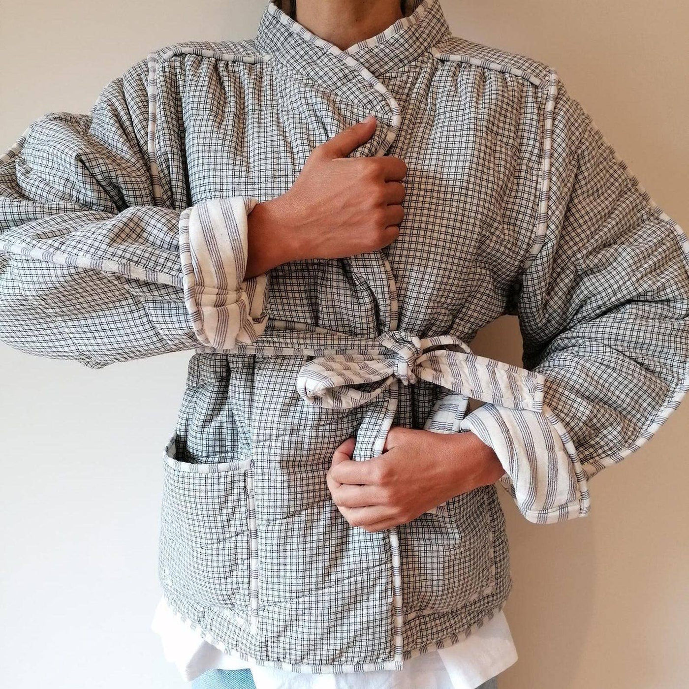 Quilted Reversible Jacket - Japanese Checks Belted