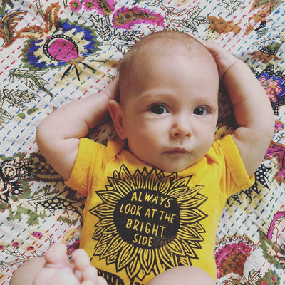 The Sunflower Baby Bodysuit, Hippie Baby outfit.