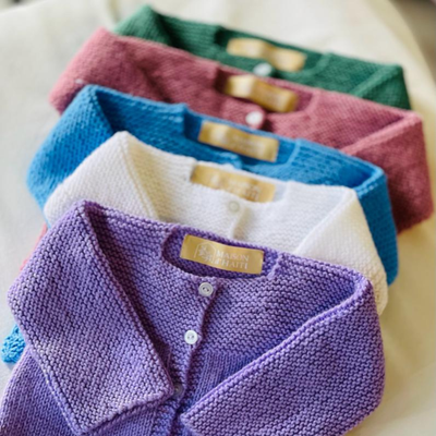 Hand-Knit Baby Sweater with Matching Hat