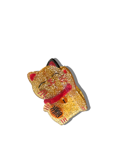 Hand-painted Lucky Cat Claw Hair Clip